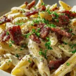 Beef Putenspeck Carbonara Penne – Cremige Pasta für Genießer