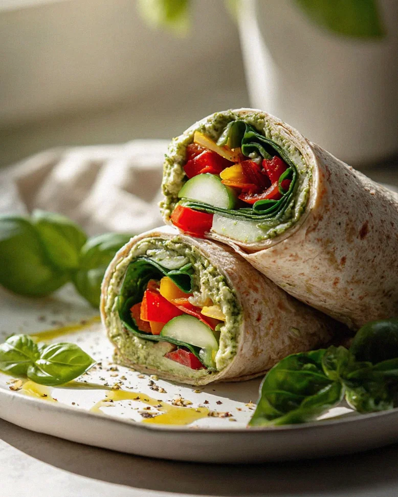 Cremige Pesto Hummus Veggie Wraps: Schnell, frisch, unwiderstehlich – Schritt 2