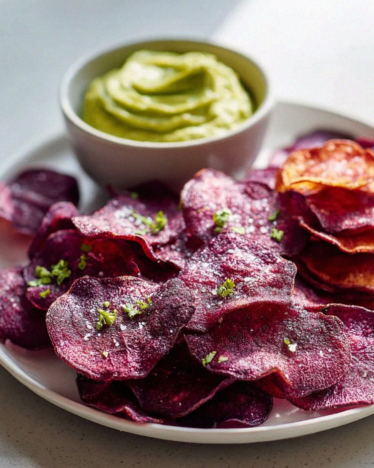 Crispy Rote Bete Chips mit Avocadocreme Dip – Gesund & Lecker!