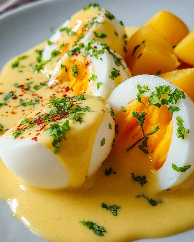 Eier in Senfsoße