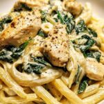 Frischkäse Spinat Hähnchen Pasta