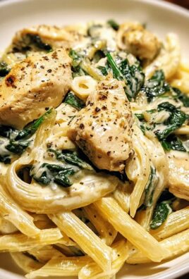 Frischkäse Spinat Hähnchen Pasta