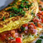 Omelette mit Putenschinken, Käse und Tomaten