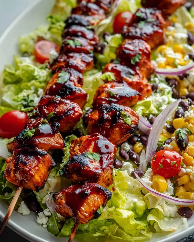 Saftiger BBQ Chicken Spießsalat – Dein neues Lieblingsrezept!