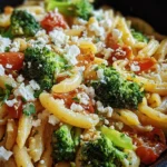 Schupfnudelpfanne mit Brokkoli, Feta und Tomaten
